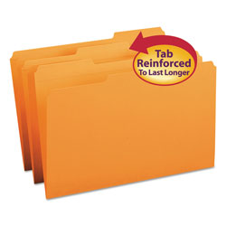 Smead Reinforced Top Tab Colored File Folders, 1/3-Cut Tabs, Legal Size, Orange, 100/Box (SMD17534)