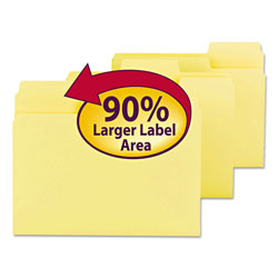 Smead SuperTab Colored File Folders, 1/3-Cut Tabs, Letter Size, 11 pt. Stock, Yellow, 100/Box