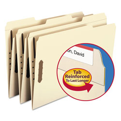 Smead Top Tab 2-Fastener Folders, 1/3-Cut Tabs, Legal Size, 11 pt. Manila, 50/Box