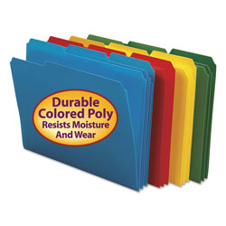 Smead Top Tab Poly Colored File Folders, 1/3-Cut Tabs, Letter Size, Assorted, 24/Box