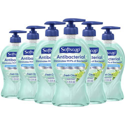 Softsoap Antibacterial Soap Pump - Fresh Citrus Scent - 11.3 fl oz (332.7 mL) - Pump Bottle Dispenser - Bacteria Remover - Hand, Skin, Kitchen, Bathroom - Green - Refillable, Paraben-free, Phthalate-free, pH Balanced, Biodegradable, Recyclable - 6 / Carton