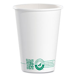 Solo Compostable Paper Hot Cups, ProPlanet Seal, 12 oz, White/Green, 1,000/Carton