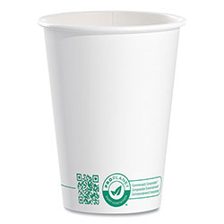 Solo Compostable Paper Hot Cups, ProPlanet Seal, 12 oz, White/Green, 50/Pack