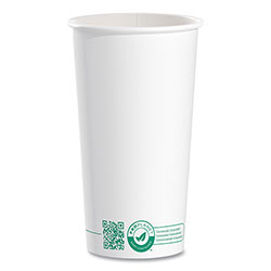 Solo Compostable Paper Hot Cups, ProPlanet Seal, 20 oz, White/Green, 600/Carton