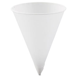 Solo Cone Water Cups, Paper, 4.25oz, Rolled Rim, White, 5000/Carton (SCC42R)