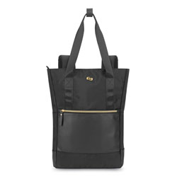 Solo Parker Hybrid Tote/Backpack, Holds Laptops 15.6 in, 3.75 x 16.5 x 16.5, Black/Gold