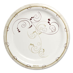 Solo Symphony Heavyweight Paper Dinnerware, 9 in, Round, White/Beige/Red,125/PK, 4PK/CT