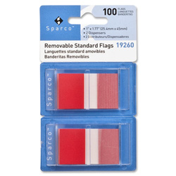 Sparco Pop-up Removable Standard Flags, 1", 100/PK, Red