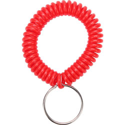 Sparco Split Ring Wrist Coil Key Holders, 2.1 in x 2.1 in x 2.4 in, 6/Pack, Red