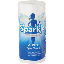 Sparkle Towel Roll, 2-Ply, 70 Sheets/RL, White