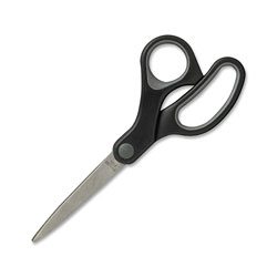 Sparco Straight Scissors, Rubber Handles, 7" Full, Black