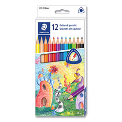 Staedtler Colored Pencils, 3 mm, Assorted Lead/Barrel Colors,12/Pack