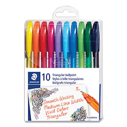Staedtler Triplus Ballpoint Pen, Stick, Medium 1 mm, Assorted Ink and Barrel Colors, 10/Pack