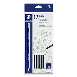 Staedtler Woodcase Pencil, HB #2, Black Lead, Blue/White Barrel, 12/Pack
