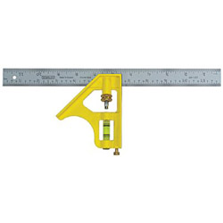 Stanley Bostitch Combination Square, Steel, 12", Yellow/Chrome