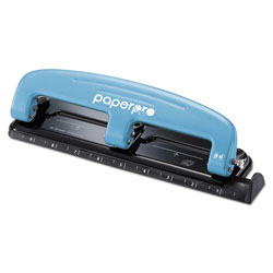 Stanley Bostitch EZ Squeeze Three-Hole Punch, 12-Sheet Capacity, Blue/Black