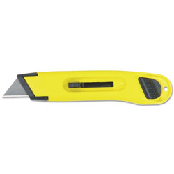 Stanley Bostitch Plastic Light-Duty Utility Knife w/Retractable Blade, Yellow (BOS10065)