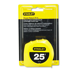 Stanley Bostitch Power Return Tape Measure, Plastic Case, 1 in x 25ft, Yellow
