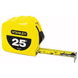 Stanley Bostitch Tape Rule, 3/4 in x 7ft, Plastic Case, Yellow, 1/16 in Graduation