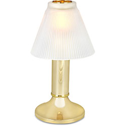 Sterno Paige Polished Brass Lamp with Duchess Shade, Frost