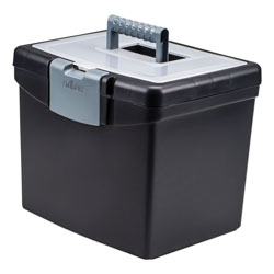 Storex Portable File Box with Large Organizer Lid, Letter Files, 13.25 in x 10.88 in x 11 in, Black