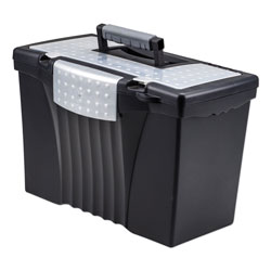 Storex Portable Letter/Legal Filebox with Organizer Lid, Letter/Legal Files, 14.5 in x 10.5 in x 12 in, Black