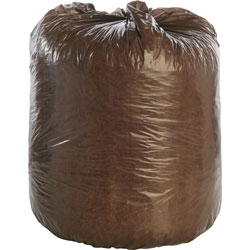 Stout Controlled Life-Cycle Plastic Trash Bags, 30 gal, 0.8 mil, 30 in x 36 in, Brown, 60/Box