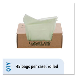 Stout EcoSafe-6400 Bags, 13 gal, 0.85 mil, 24 in x 30 in, Green, 45/Box