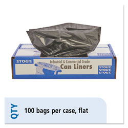 Stout Total Recycled Content Plastic Trash Bags, 33 gal, 1.3 mil, 33 in x 40 in, Brown/Black, 100/Carton