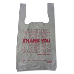 Sweet Paper Thank You High-Density Shopping Bags, 10 in x 19 in, White, 2,000/Carton
