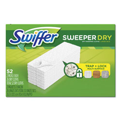 Swiffer Dry Refill Cloths, White, 10 2/5 in x 8 in, 52 Per Box, 3/Case, 156 Cloths Total