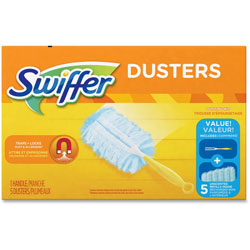 Swiffer Dusters Starter Kit, Dust Lock Fiber, 6 in Handle, Blue/Yellow