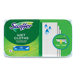 Swiffer Wet Refill Cloths, 8 x 10, Fresh Scent, White, 12/Box, 6 Boxes/Carton