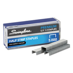 Swingline S.F. 3 Premium Staples, 0.25 in Leg, 0.5 in Crown, Steel, 5,000/Box