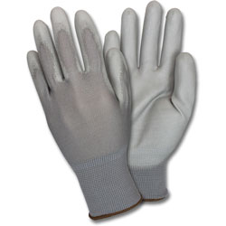 The Safety Zone Poly Coated Knit Gloves, Polyurethane Coating, X-Large, Nylon, Gray