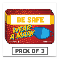 Tabbies BeSafe Messaging Education Wall Signs, 9 x 6,  inBe Safe, Wear A Mask in, 3/Pack