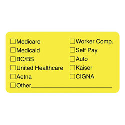 Tabbies Insurance Labels for Medical Office, 3 1/4"x1 3/4", Yellow