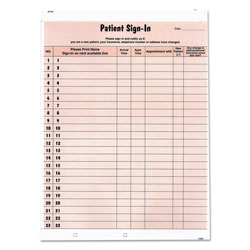 Tabbies Patient Sign-In Label Forms, 8 1/2 x 11 5/8, 125 Sheets/Pack, Salmon
