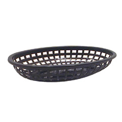 Tablecraft Plastic Oval Basket, 9"x6", Black