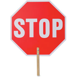 Tatco Handheld Stop Sign, 18 inx.1/5 inx18 in, White/Red