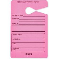 Tatco Parking Permit, Temporary, 3-1/2 inWx5-1/2 inH, 50/Pk, Flpk