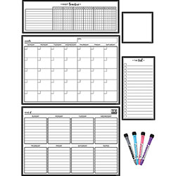 Teacher Created Resources Black & White Dry-Erase Magnetic Calendar Set - Black, White
