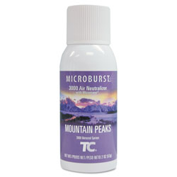 Rubbermaid Microburst 3000 Refill, Mountain Peaks, 2 oz Aerosol, 12/Carton