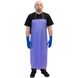 The Safety Zone Blue 6 Mil Vinyl Raw Edge Apron with String Ties, 35 in x 45 in