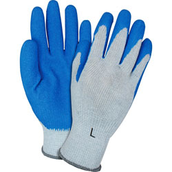 The Safety Zone Latex-coated Gloves, Knit, Large, 12 Pairs/DZ, Blue/Gray