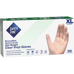 The Safety Zone Powder Free Clear Vinyl Gloves - X-Large Size - Unisex - Clear - Powder-free, Latex-free