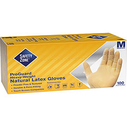 The Safety Zone Powder Free Natural Latex Gloves - Polymer Coating - Medium Size - Natural - Allergen-free, Silicone-free, Powder-free - 9.65 in Glove Length
