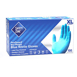 The Safety Zone Powdered Blue Nitrile Gloves - X-Large Size - Blue