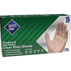 The Safety Zone Powdered Clear Vinyl Gloves - Small Size - Clear