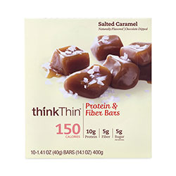 thinkThin® High Protein Bars, Salted Caramel, 1.41 oz Bar, 10 Bars/Box